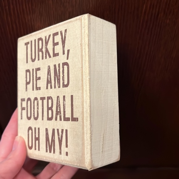 Turkey Pie Football oh My! Tiered Tray Thanksgiving Fall Wooden Sign - Picture 3 of 7